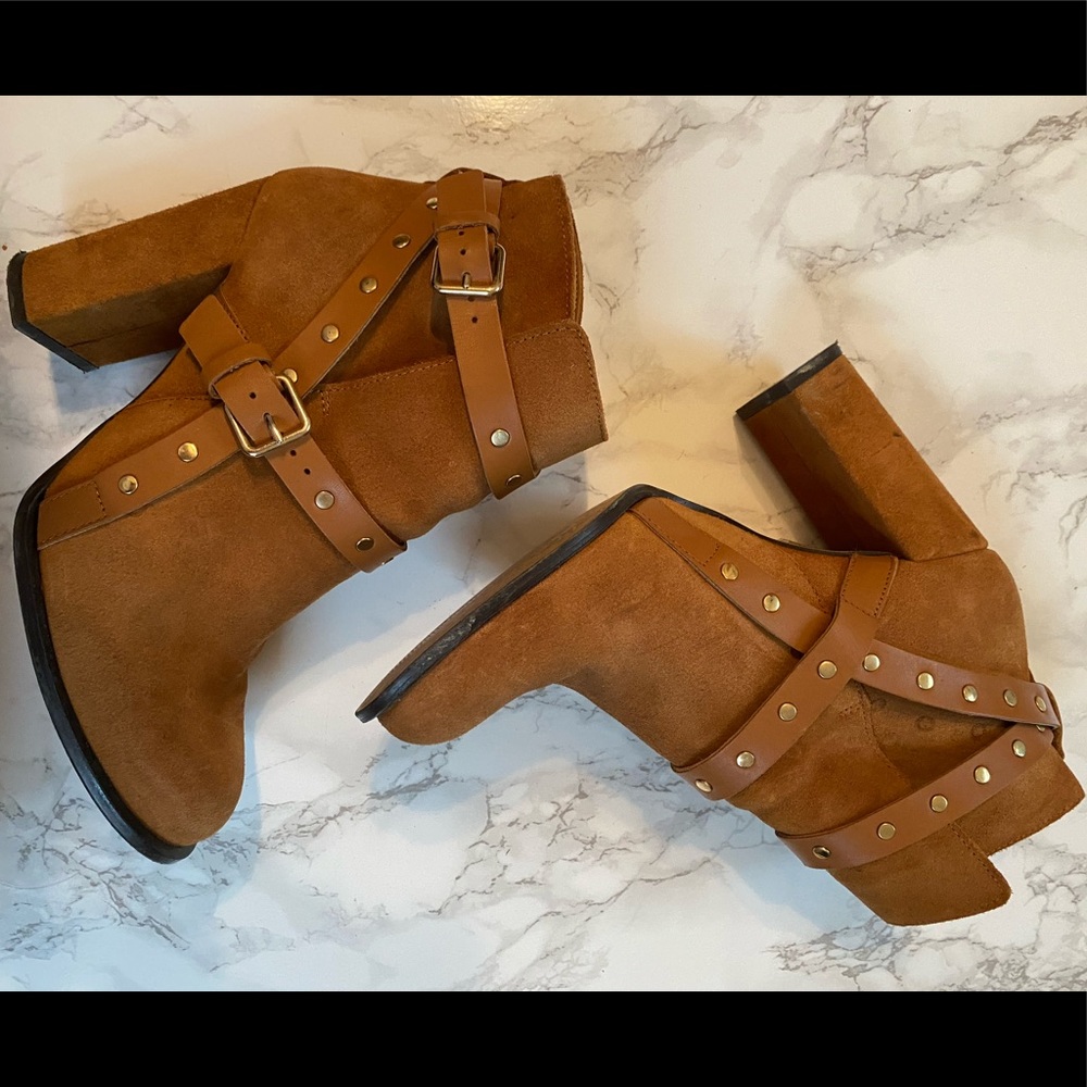 Topshop Suede Stud Strap Boots - Picture 4 of 7